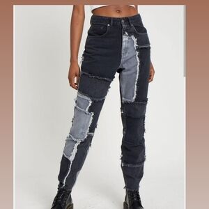 Patchwork Black and Gray Women's Jeans By Ragged Priest